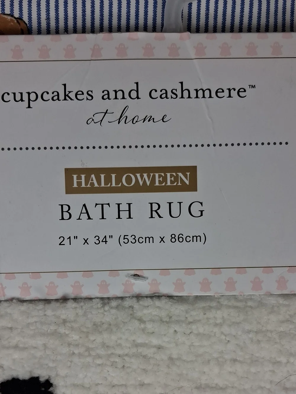 Cupcakes And Cashmere At Home Tan & White 3 Ghost Halloween Bath Rug 21 X 34